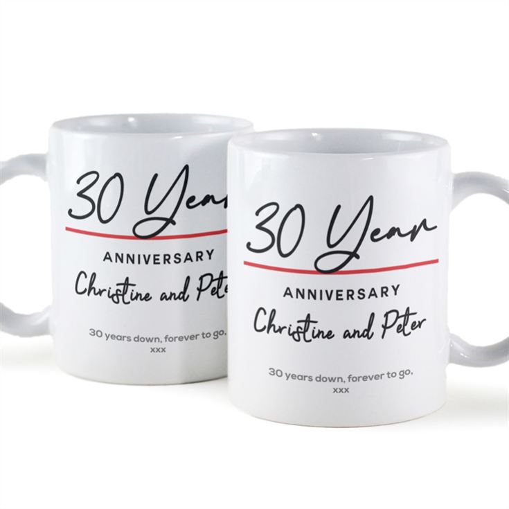 Pair of Personalised Classy 30th Anniversary Year Mugs product image