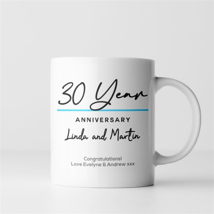 Pair of Personalised Classy 30th Anniversary Year Mugs product image