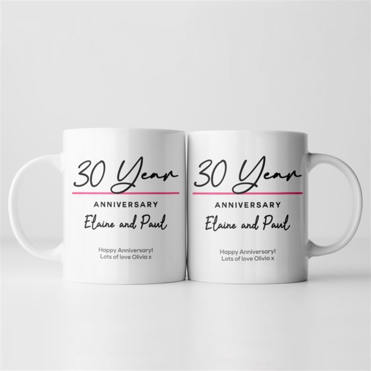 Pair of Personalised Classy 30th Anniversary Year Mugs product image