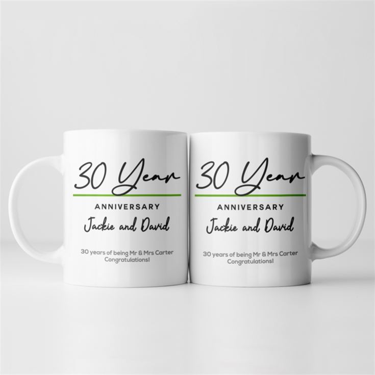 Pair of Personalised Classy 30th Anniversary Year Mugs product image
