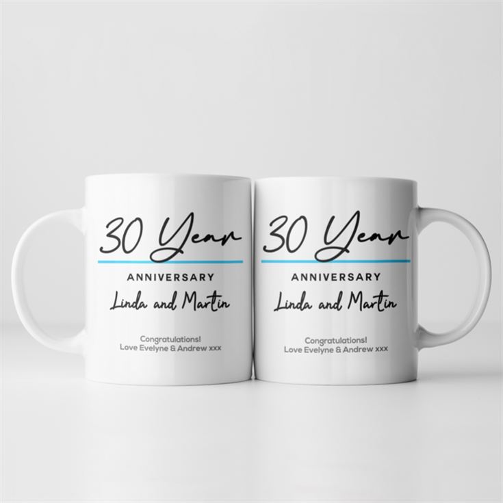 Pair of Personalised Classy 30th Anniversary Year Mugs product image