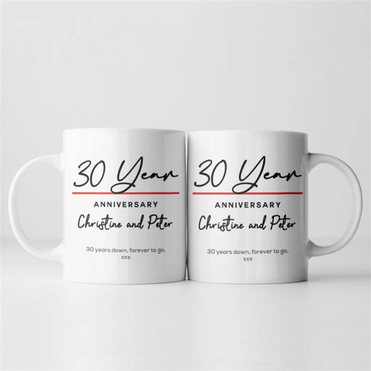 Pair of Personalised Classy 30th Anniversary Year Mugs product image