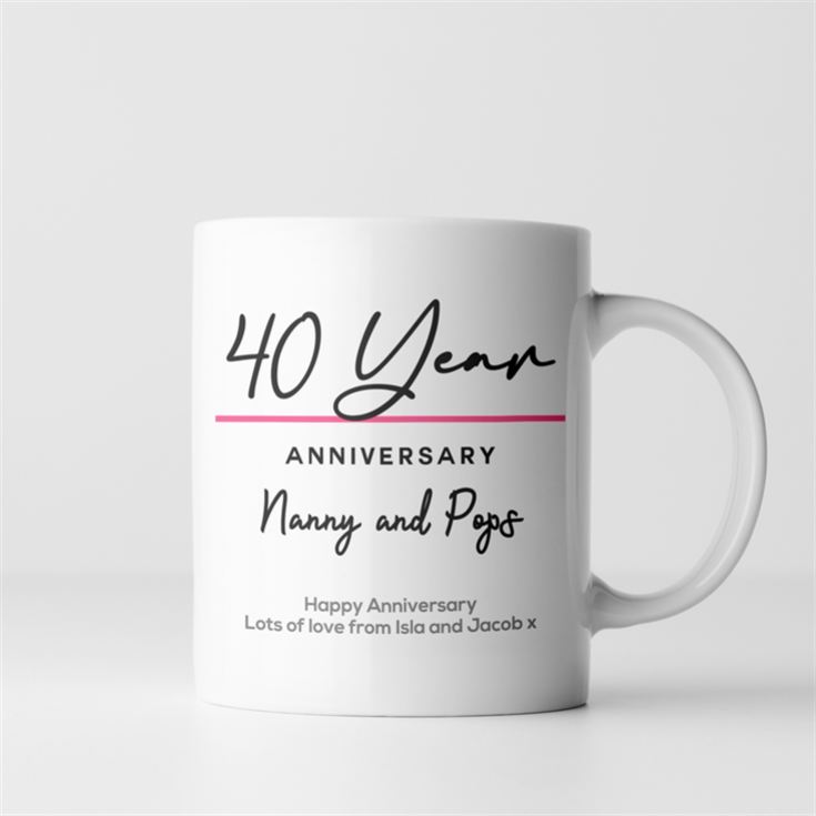 Pair of Personalised Classy 40th Anniversary Year Mugs product image