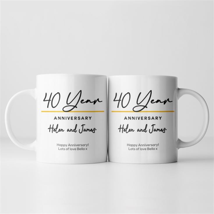 Pair of Personalised Classy 40th Anniversary Year Mugs product image