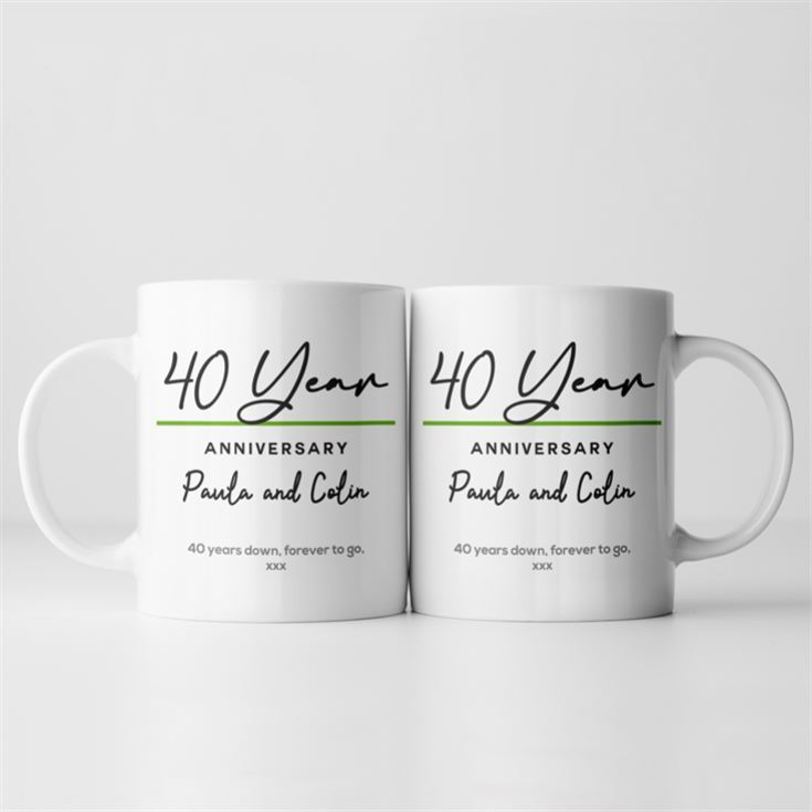 Pair of Personalised Classy 40th Anniversary Year Mugs product image