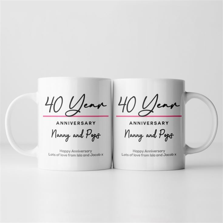 Pair of Personalised Classy 40th Anniversary Year Mugs product image