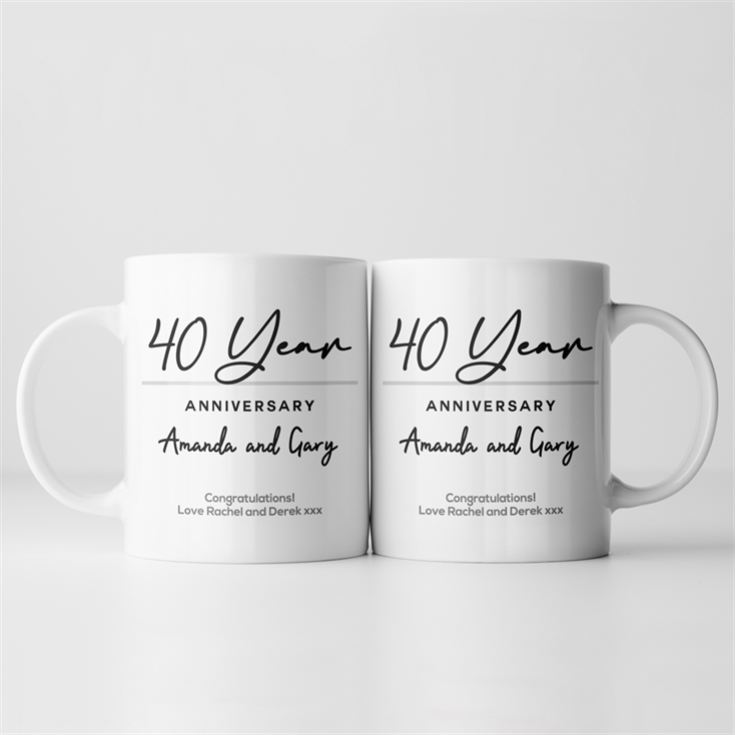 Pair of Personalised Classy 40th Anniversary Year Mugs product image