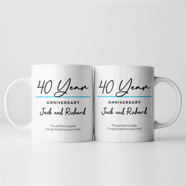 Pair of Personalised Classy 40th Anniversary Year Mugs product image