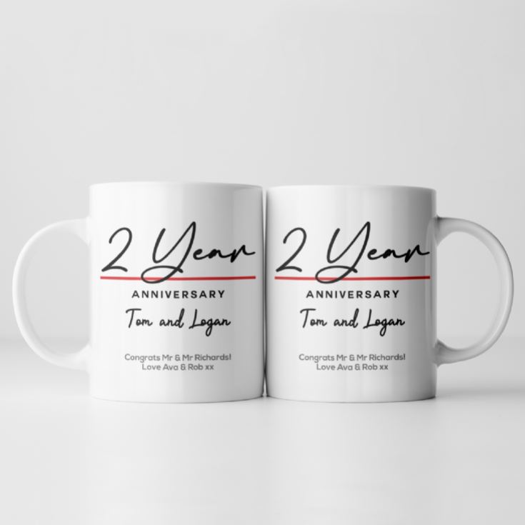 Pair of Personalised Classy 2nd Anniversary Mugs product image