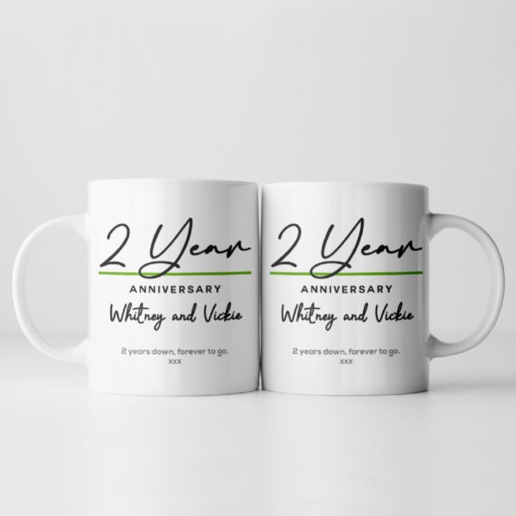 Pair of Personalised Classy 2nd Anniversary Mugs product image