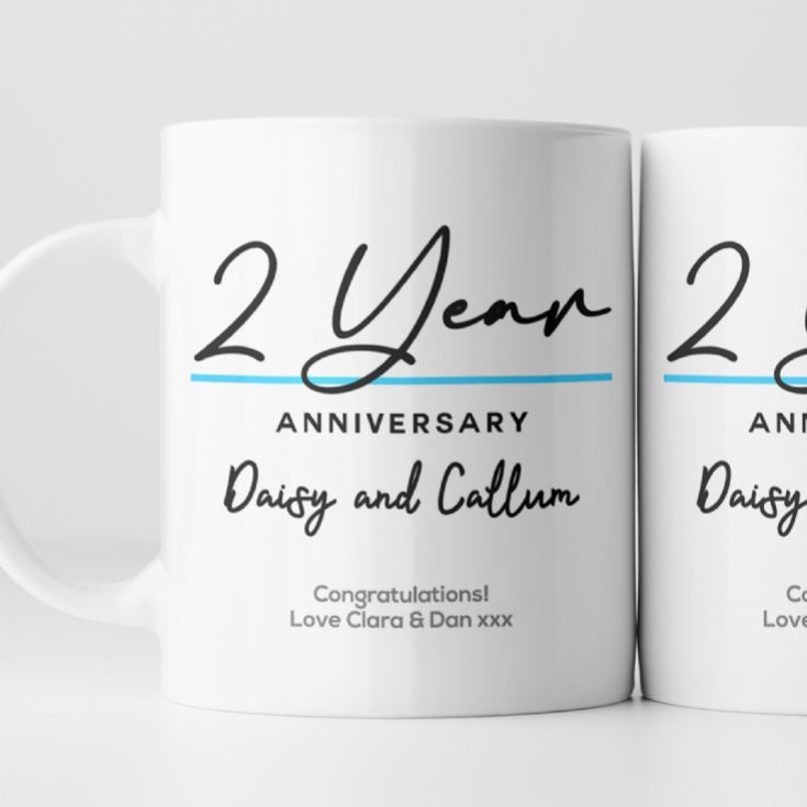 Pair of Personalised Classy 2nd Anniversary Mugs product image