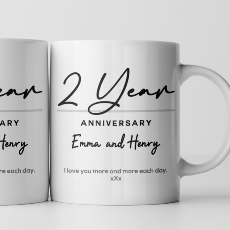 Pair of Personalised Classy 2nd Anniversary Mugs product image