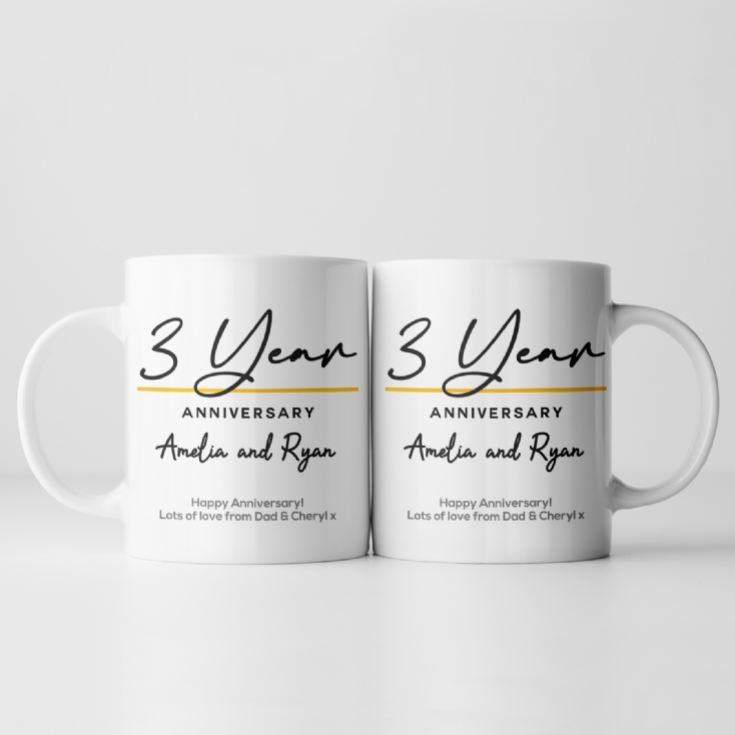 Pair of Personalised Classy 3rd Anniversary Mugs product image