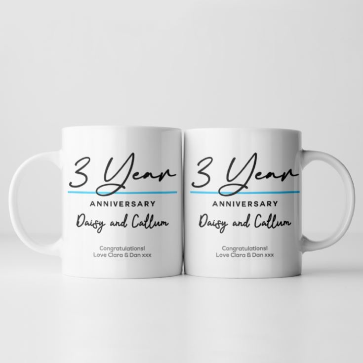 Pair of Personalised Classy 3rd Anniversary Mugs product image
