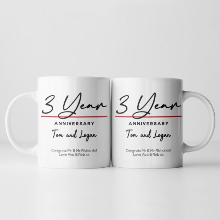 Pair of Personalised Classy 3rd Anniversary Mugs product image