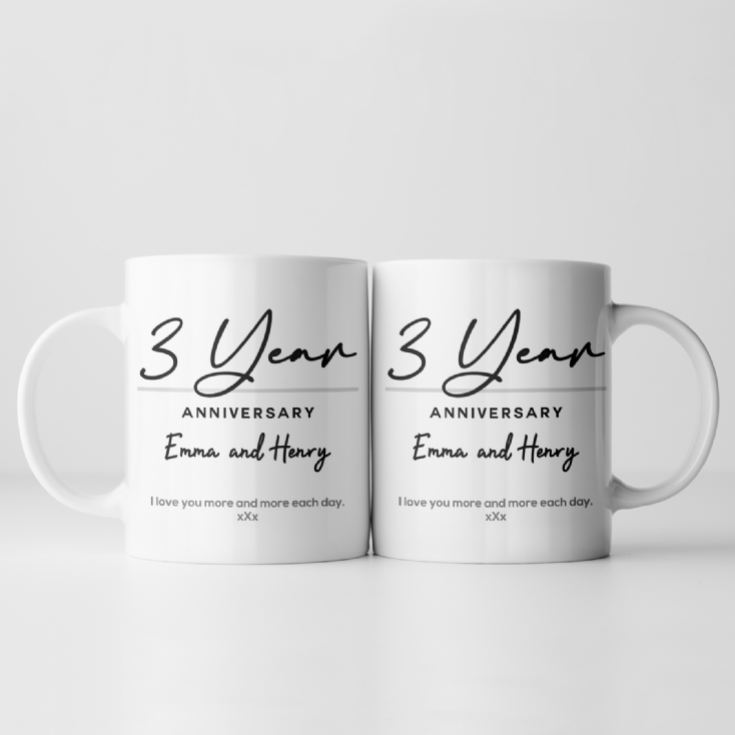 Pair of Personalised Classy 3rd Anniversary Mugs product image