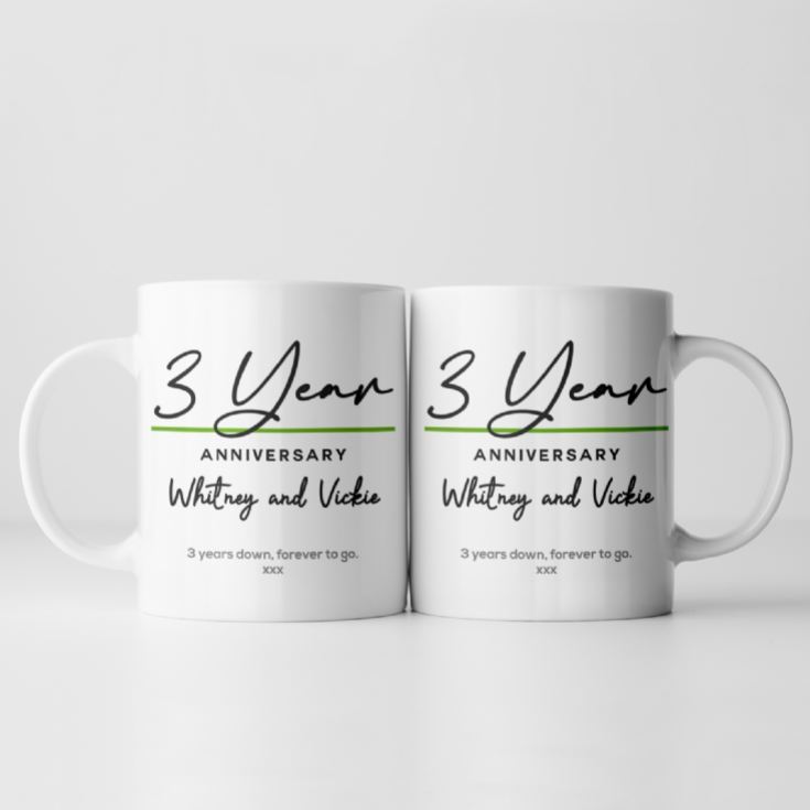 Pair of Personalised Classy 3rd Anniversary Mugs product image