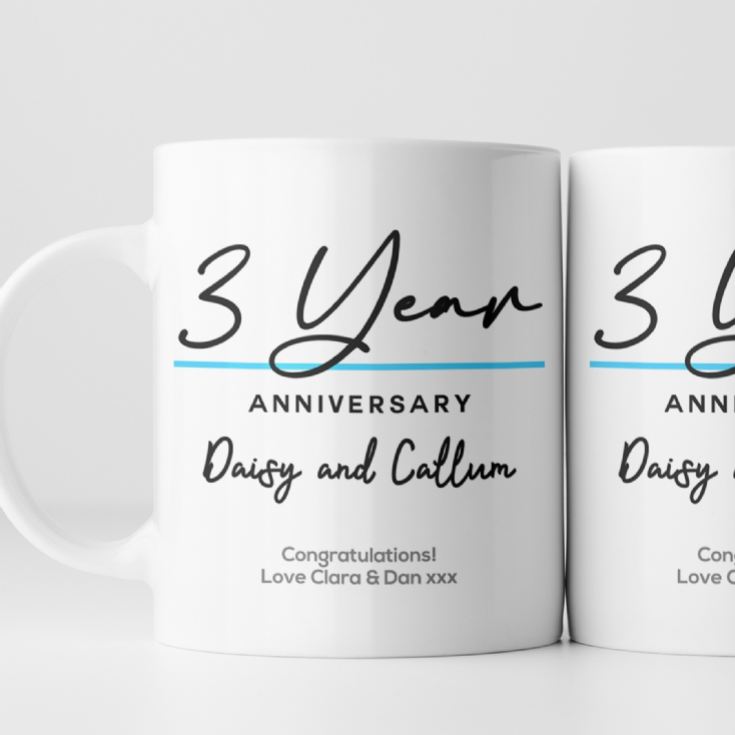 Pair of Personalised Classy 3rd Anniversary Mugs product image
