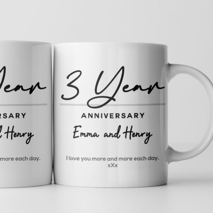 Pair of Personalised Classy 3rd Anniversary Mugs product image