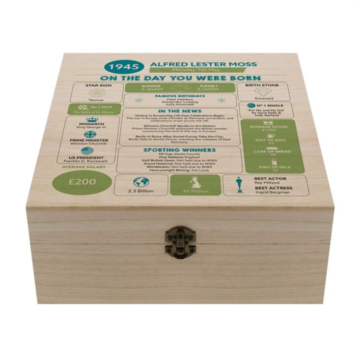 Personalised The Day You Were Born - 80th Birthday Keepsake Box product image