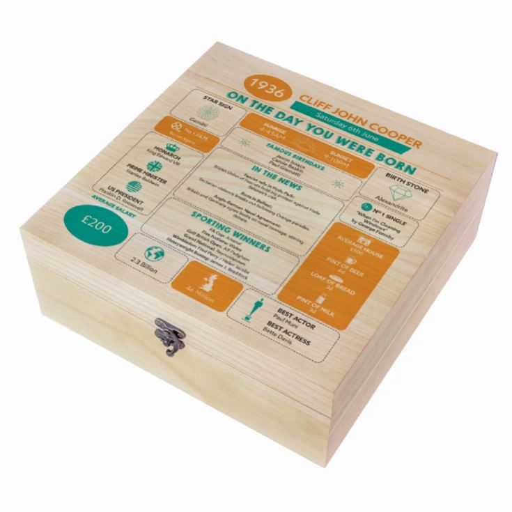 Personalised The Day You Were Born - 90th Birthday Keepsake Box product image