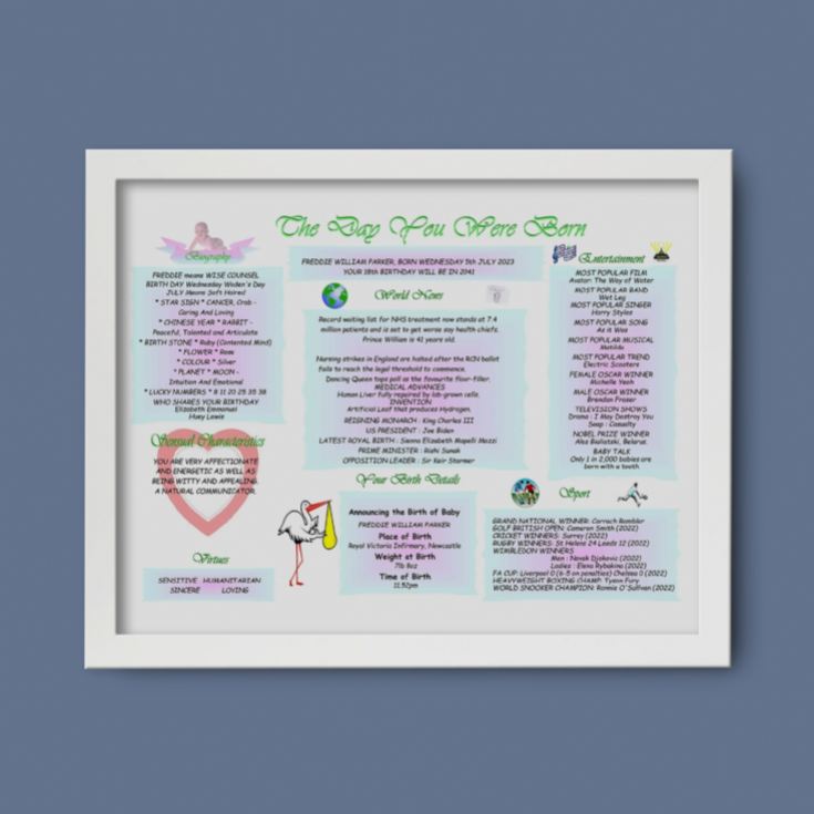 New Baby Personalised The Day You Were Born Framed Print product image