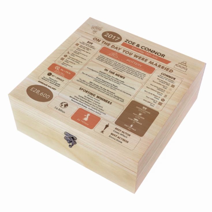 Personalised (9th) Wedding Anniversary (Pottery) - Day You Were Married Chart Keepsake Box product image