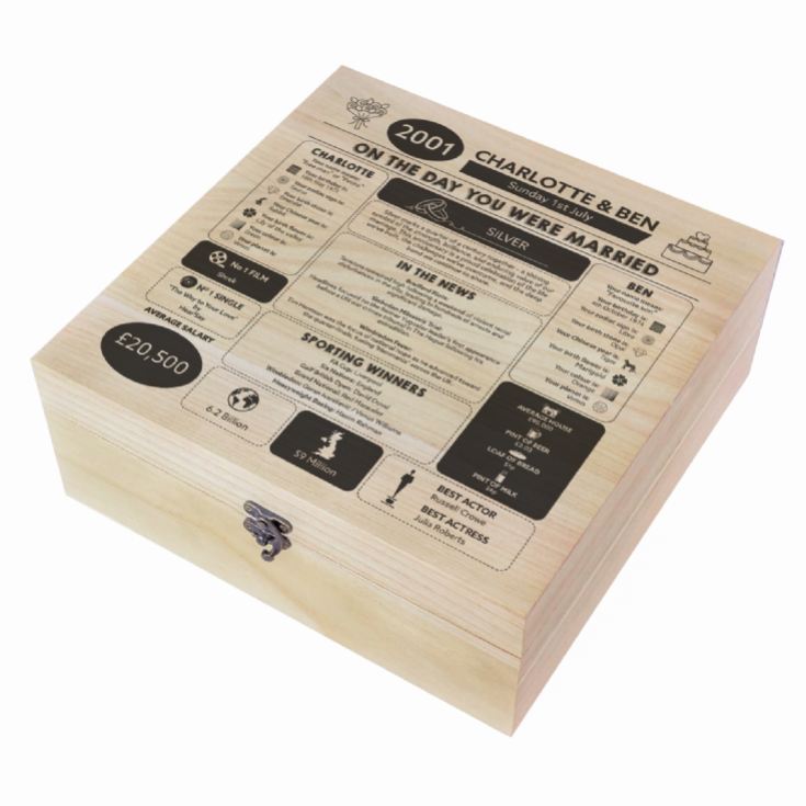 Personalised (25th) Wedding Anniversary (Silver) - Day You Were Married Chart Keepsake Box product image