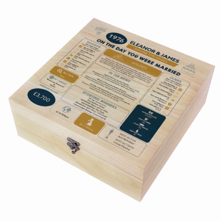 Personalised (50th) Wedding Anniversary (Golden) - Day You Were Married Chart Keepsake Box product image