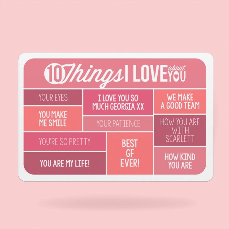10 Things I Love About You Personalised Purse/Wallet Insert product image