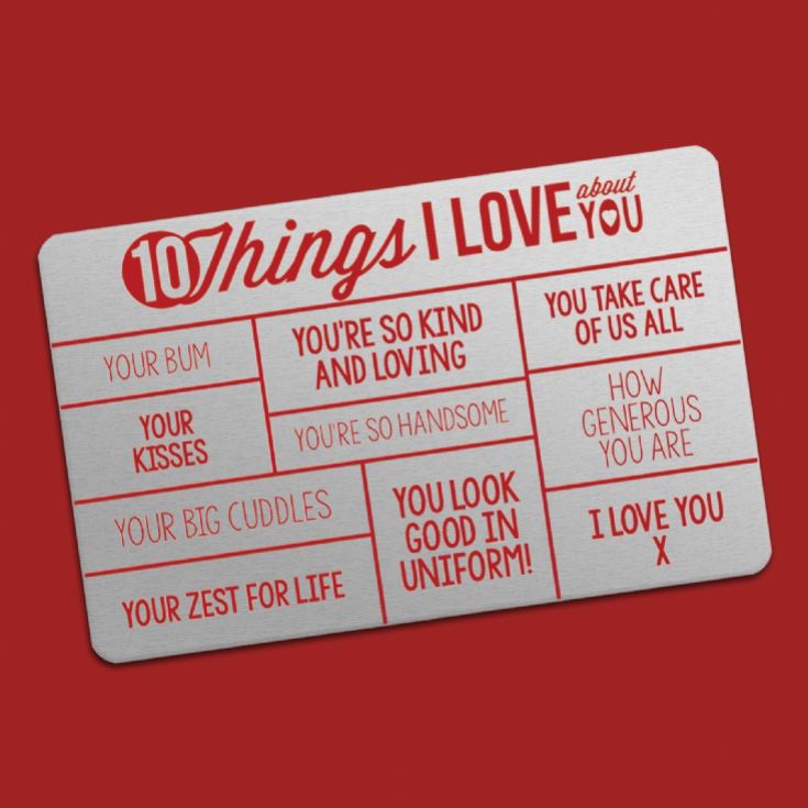 10 Things I Love About You Personalised Purse/Wallet Insert product image