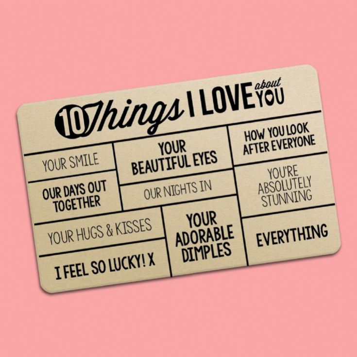 10 Things I Love About You Personalised Purse/Wallet Insert product image