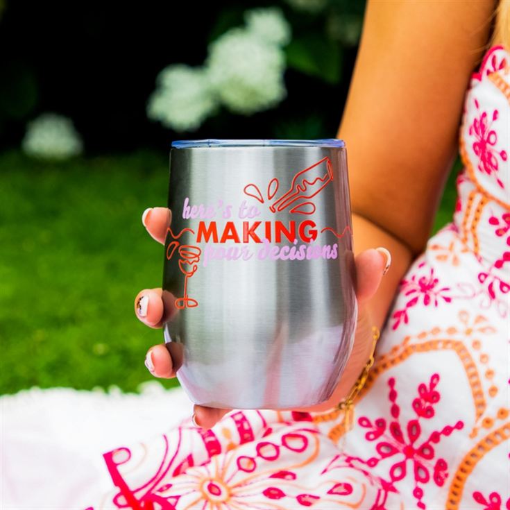 "Pour Decisions" Metal Thermos Wine Tumbler product image