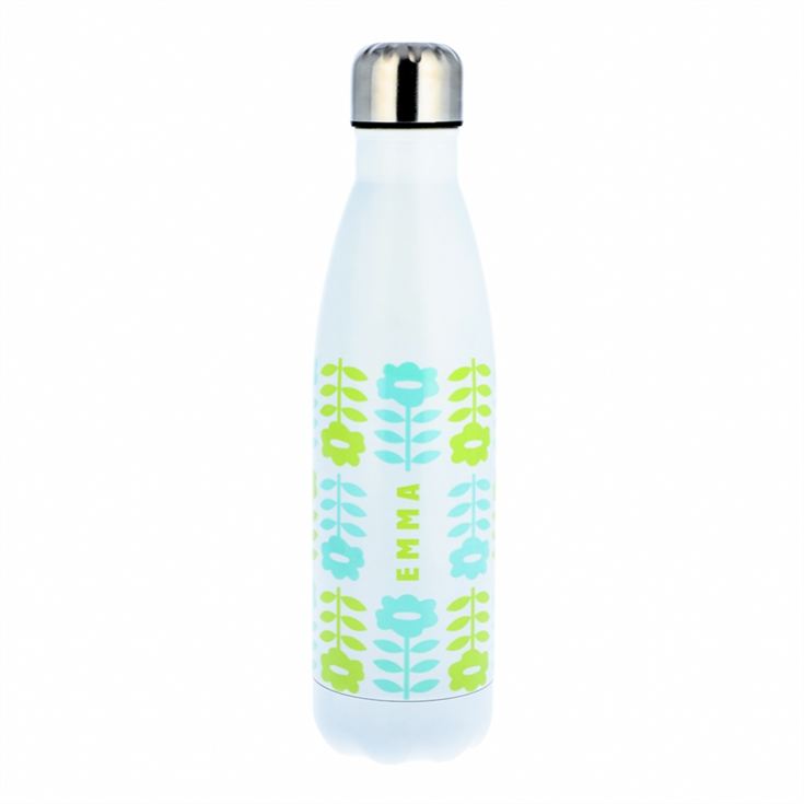 Personalised Retro Floral Metal Thermos Water Bottle product image