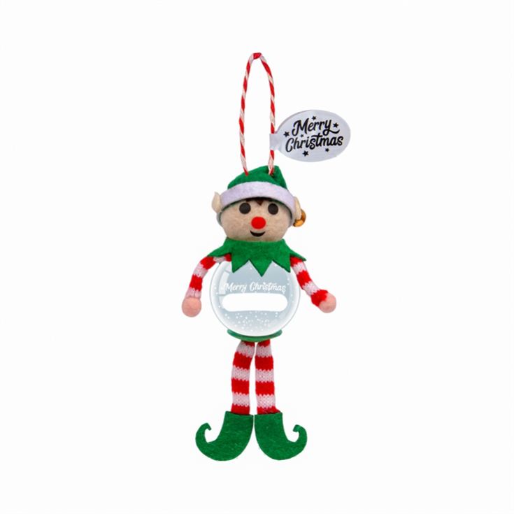 Personalisable Elf Snow Globe Christmas Decoration product image