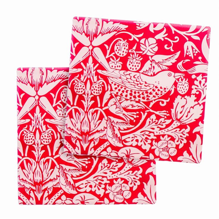 William Morris Raspberry Set of 2 Ceramic Coasters product image