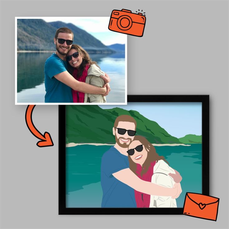 Personalised Couples "Photo-to-Painting" Hand Illustrated Framed Prints product image