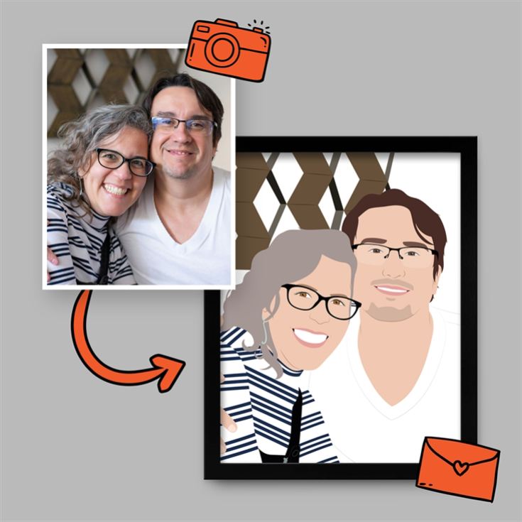 Personalised Couples "Photo-to-Painting" Hand Illustrated Framed Prints product image