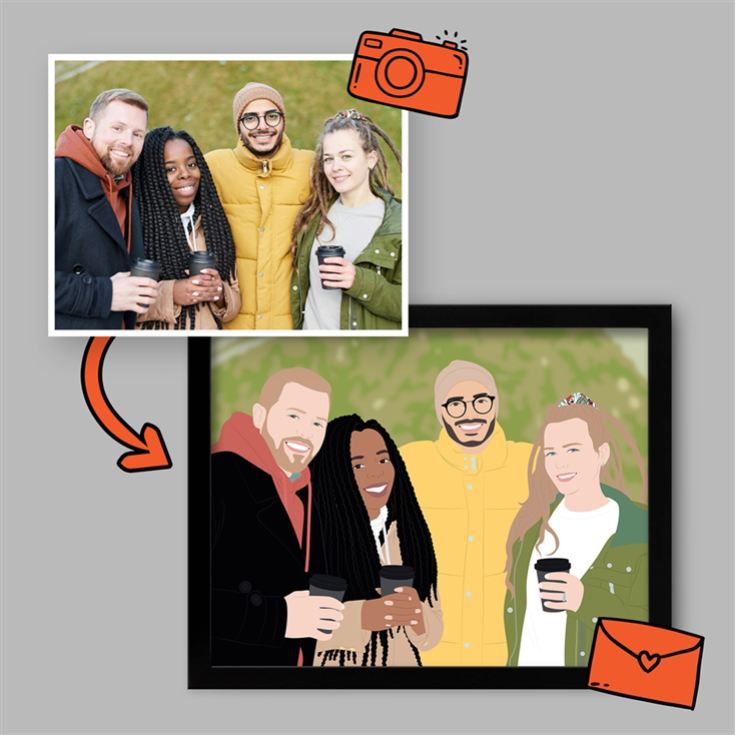 Personalised Couples "Photo-to-Painting" Hand Illustrated Framed Prints product image