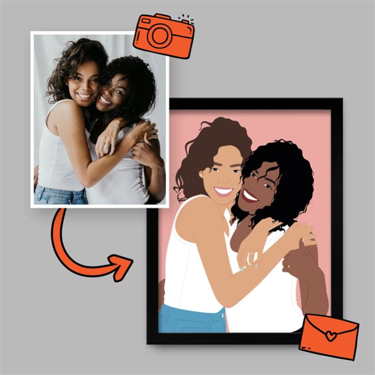 Personalised "Photo-to-Painting" Hand Illustrated Framed Prints for Her product image