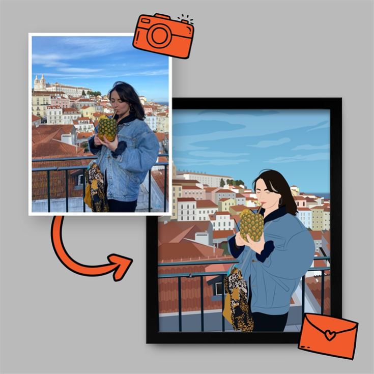 Personalised "Photo-to-Painting" Hand Illustrated Framed Prints for Her product image