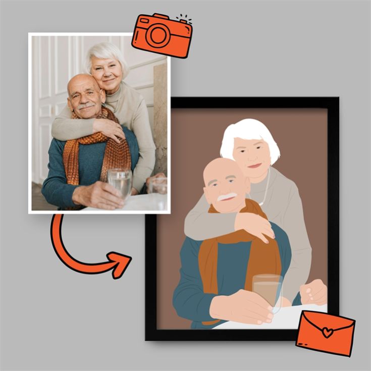 Personalised Grandparents "Photo-to-Painting" Hand Illustrated Framed Prints product image