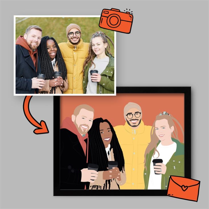 Personalised Friendship "Photo-to-Painting" Hand Illustrated Framed Prints product image