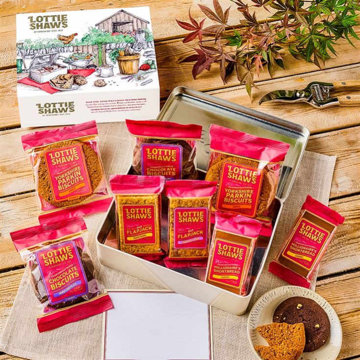 Lottie Shaw's Gardener's Tin of Baked Treats featuring Eleanor Tomlinson's illustration product image