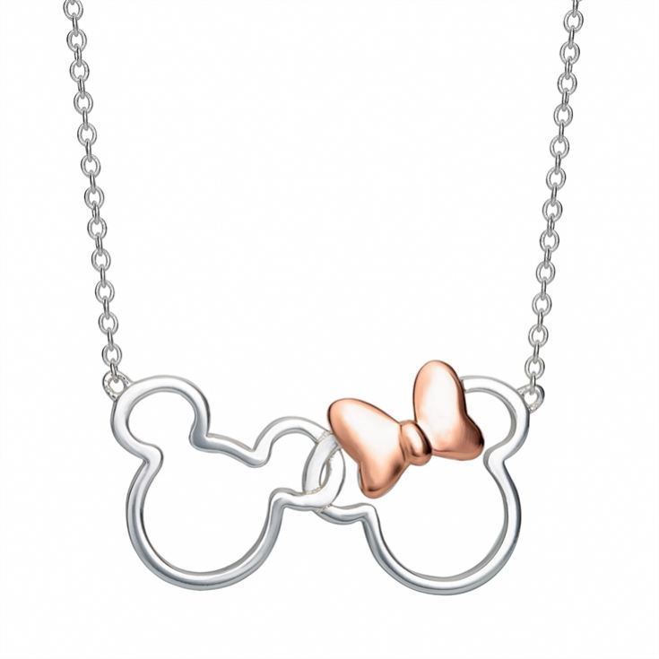 Sterling Silver Plated Minnie & Mickey Mouse Necklace product image