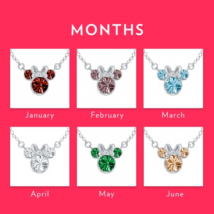 Sterling Silver Disney Minnie Mouse Birthstone Month Necklaces product image
