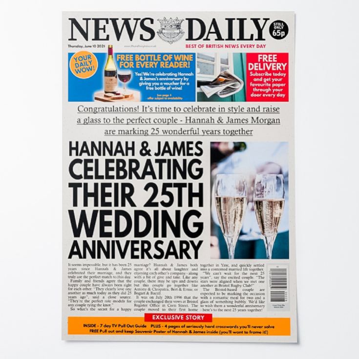 Personalised "Anniversary" Newspaper Front Page product image