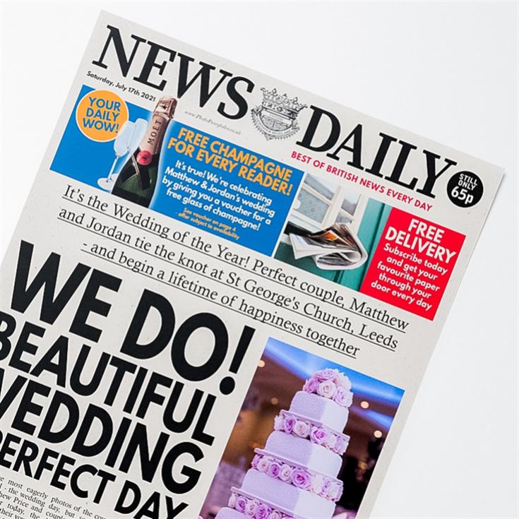 Personalised "Wedding" Newspaper Front Page product image