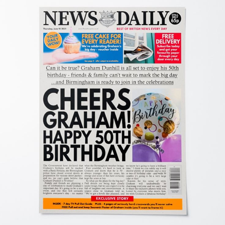 Personalised "Birthday" Newspaper Front Page product image