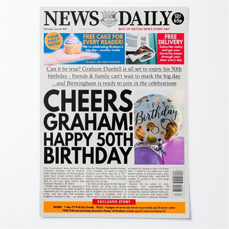 Personalised "Birthday" Newspaper Front Page product image